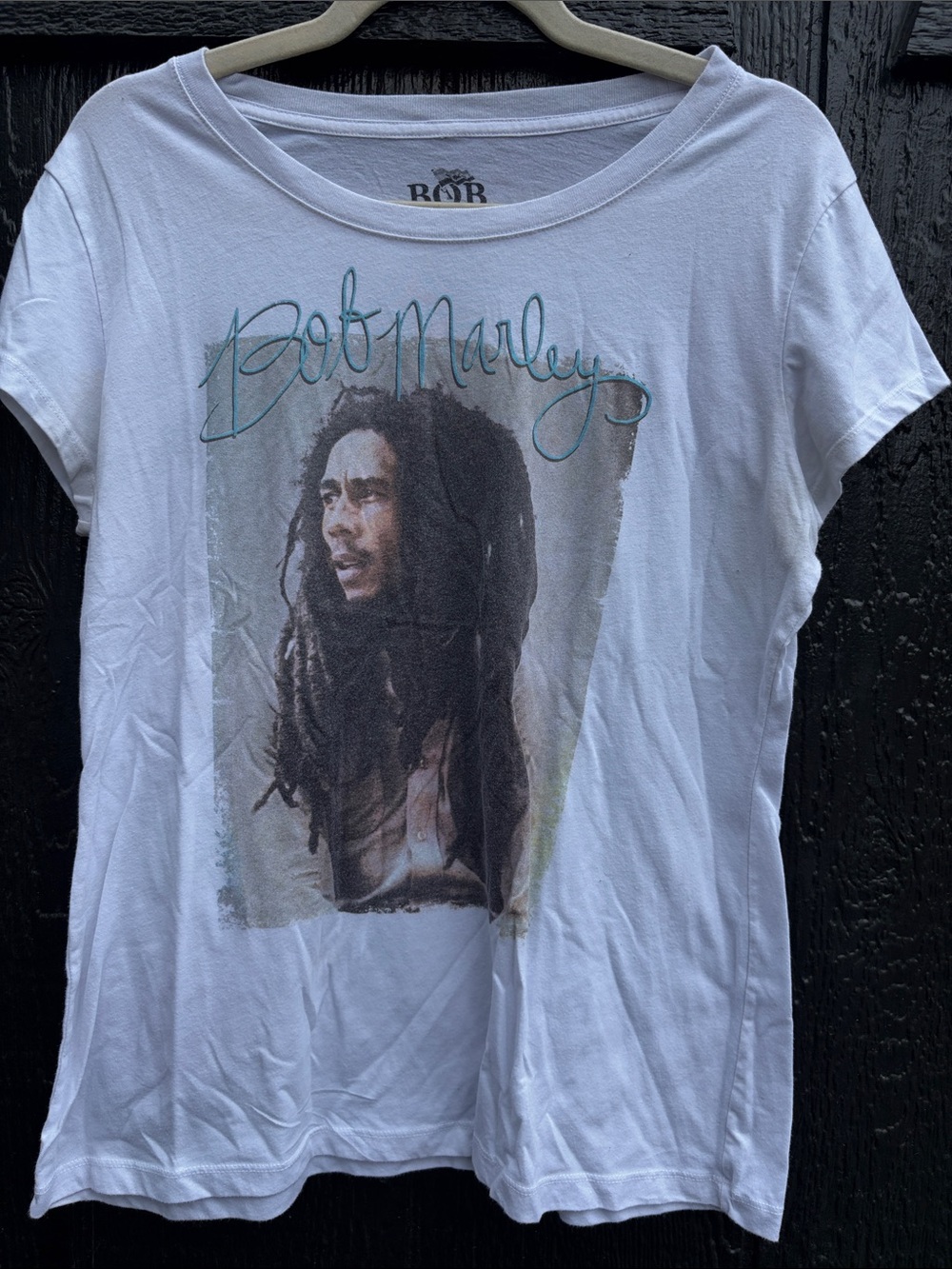 Vintage Bob Marley Graphic White Short Sleeve Tee - Casual Crew Neck